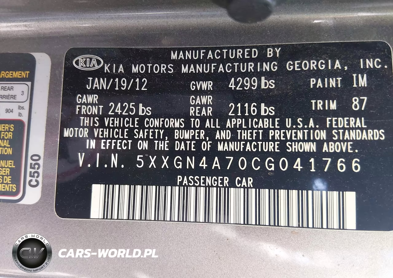 2012 Kia Optima Ex VIN:5XXGN4A70CG041766 - 9