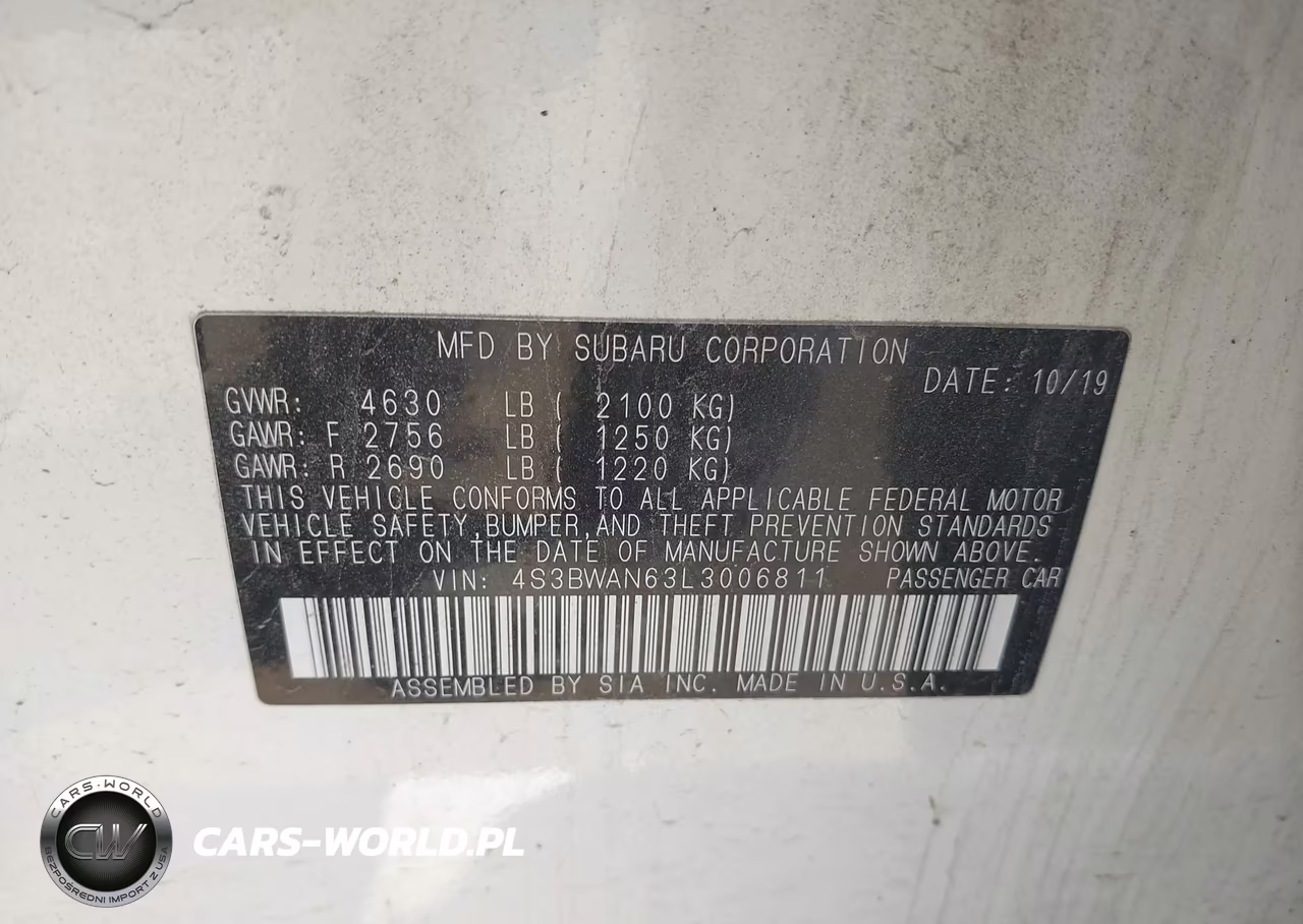 2020 Subaru Legacy Limited VIN:4S3BWAN63L3006811 - 9