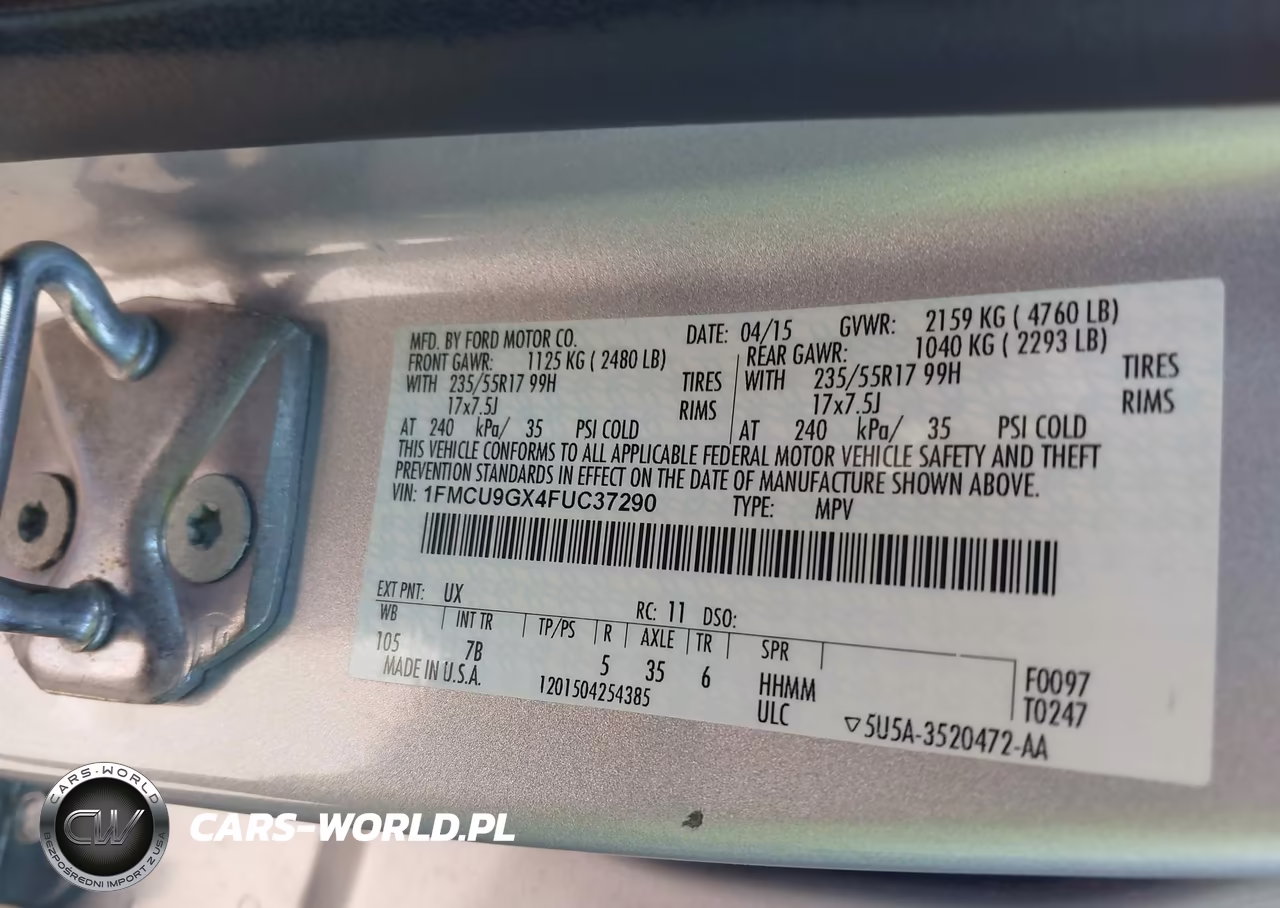 2015 Ford Escape Se VIN:1FMCU9GX4FUC37290 - 9