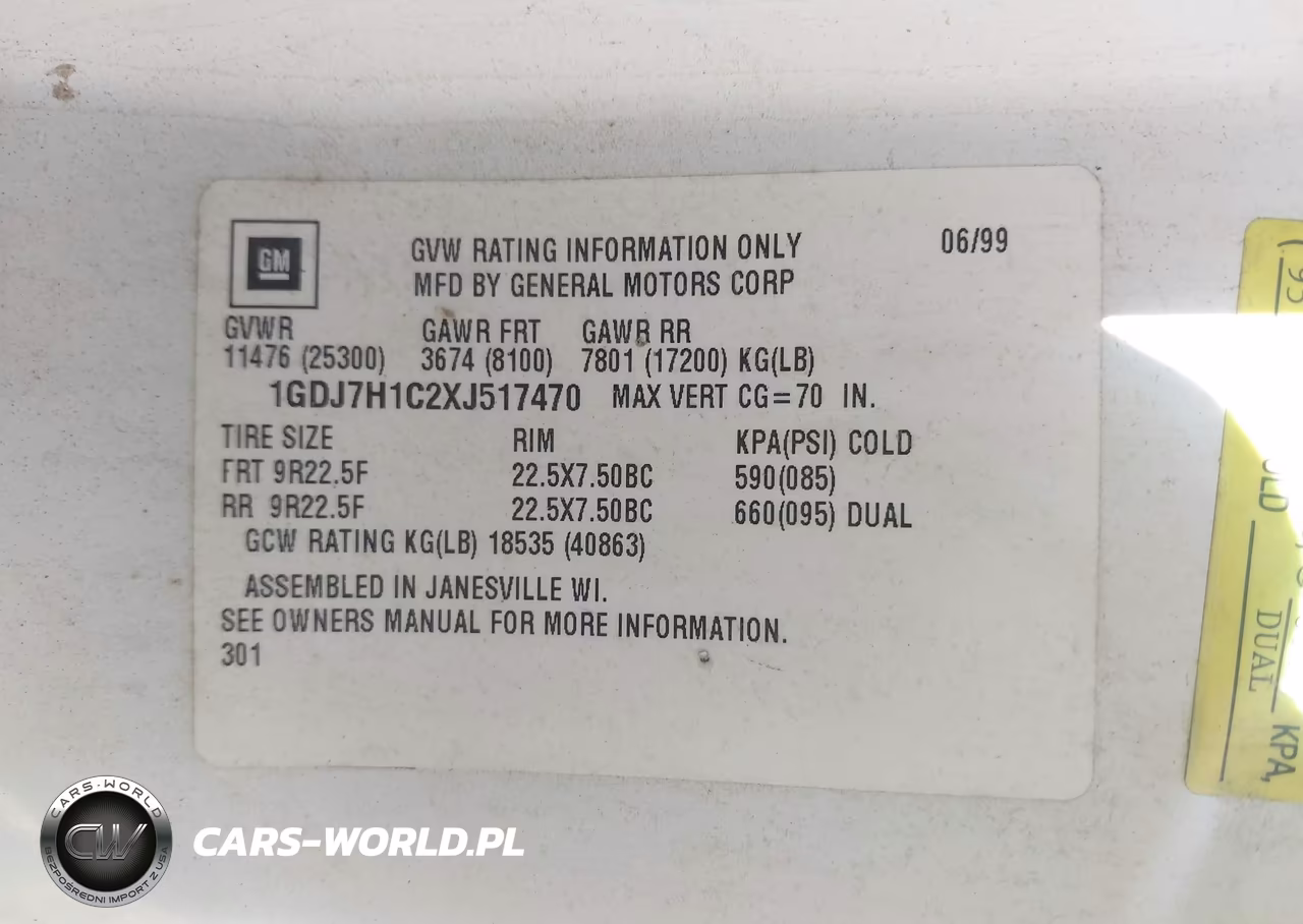 1999 GMC C-Series C7H042 VIN:1GDJ7H1C2XJ517470 - 8