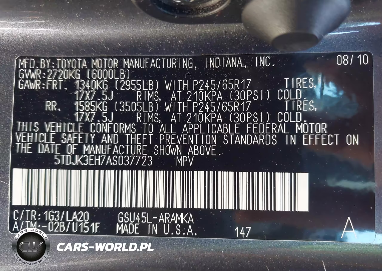 2010 Toyota Highlander Se V6 VIN:5TDJK3EH7AS037723 - 9