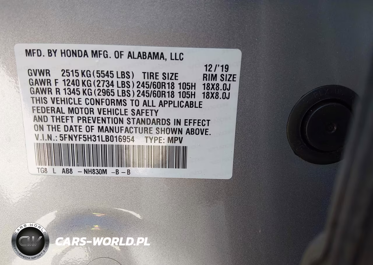 2020 Honda Pilot 2Wd Ex VIN:5FNYF5H31LB016954 - 9