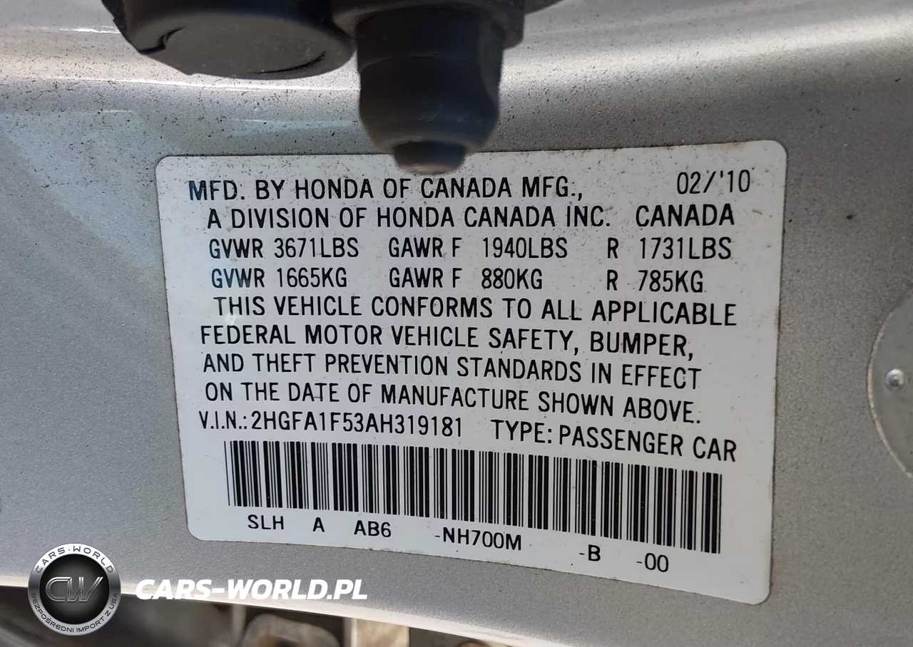 2010 Honda Civic Lx VIN:2HGFA1F53AH319181 - 9