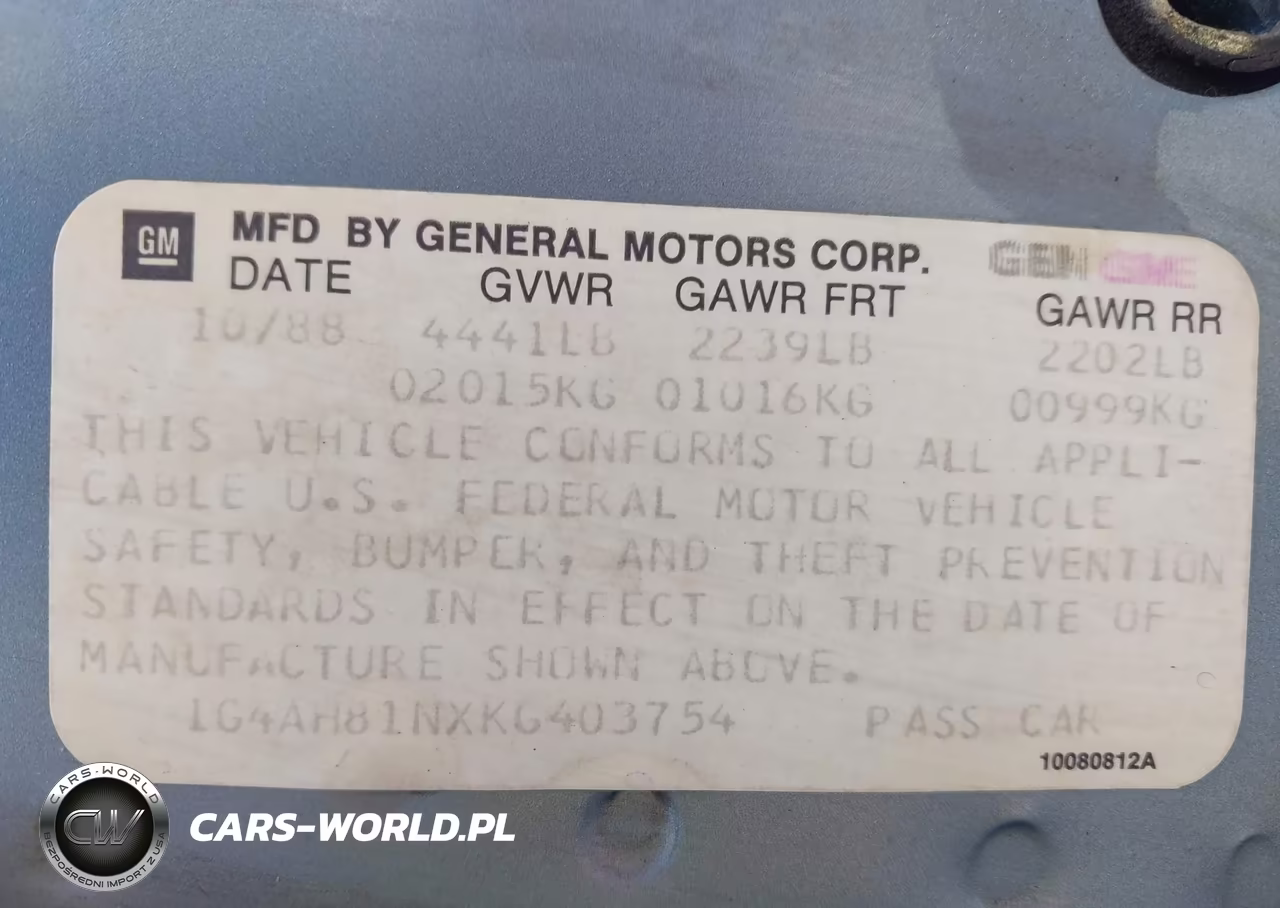 1989 Buick Century Custom VIN:1G4AH81NXKG403754 - 9