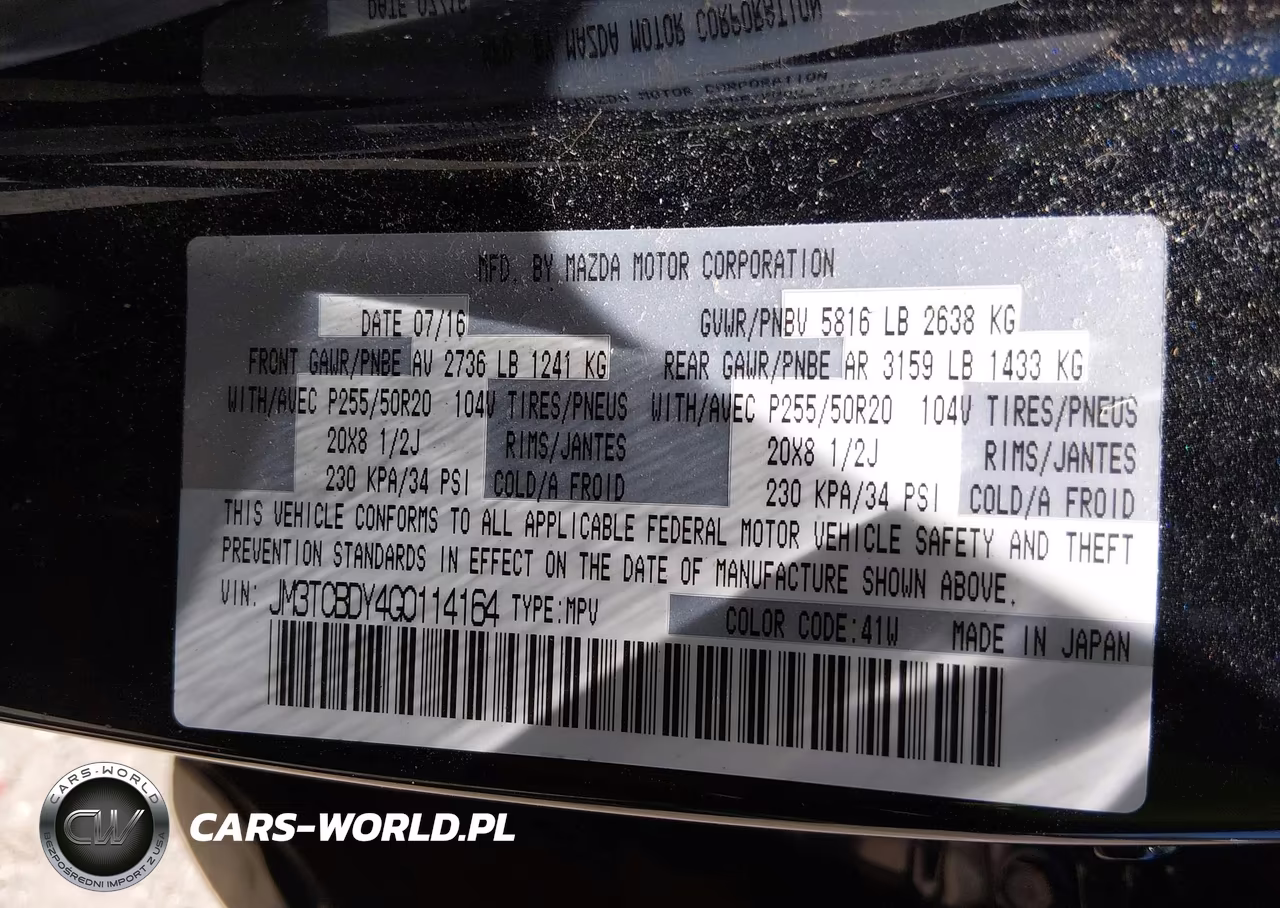 2016 Mazda Cx-9 Grand Touring VIN:JM3TCBDY4G0114164 - 9