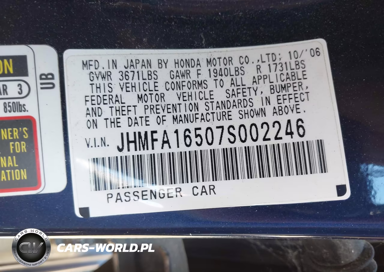 2007 Honda Civic Lx VIN:JHMFA16507S002246 - 9