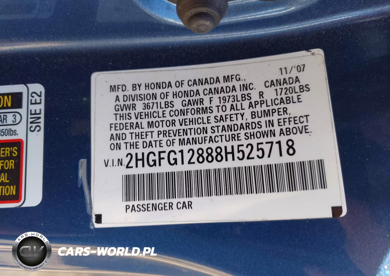 2008 Honda Civic Ex VIN:2HGFG12888H525718 - 9