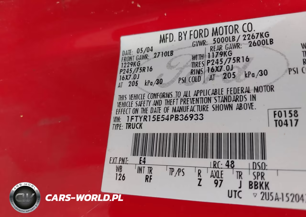 2004 Ford Ranger Xlt VIN:1FTYR15E54PB36933 - 9