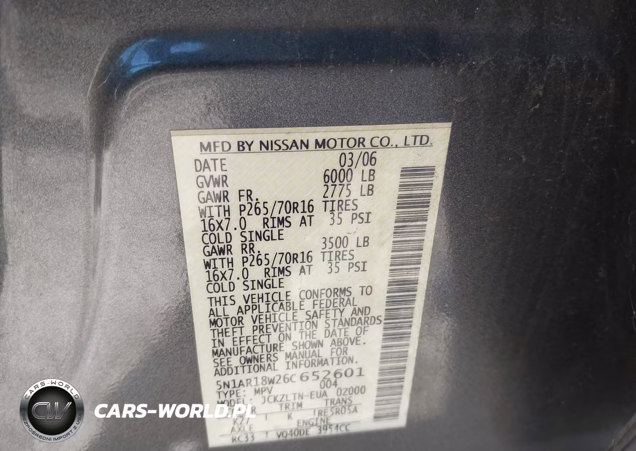 2006 Nissan Pathfinder Se VIN:5N1AR18W26C652601 - 9
