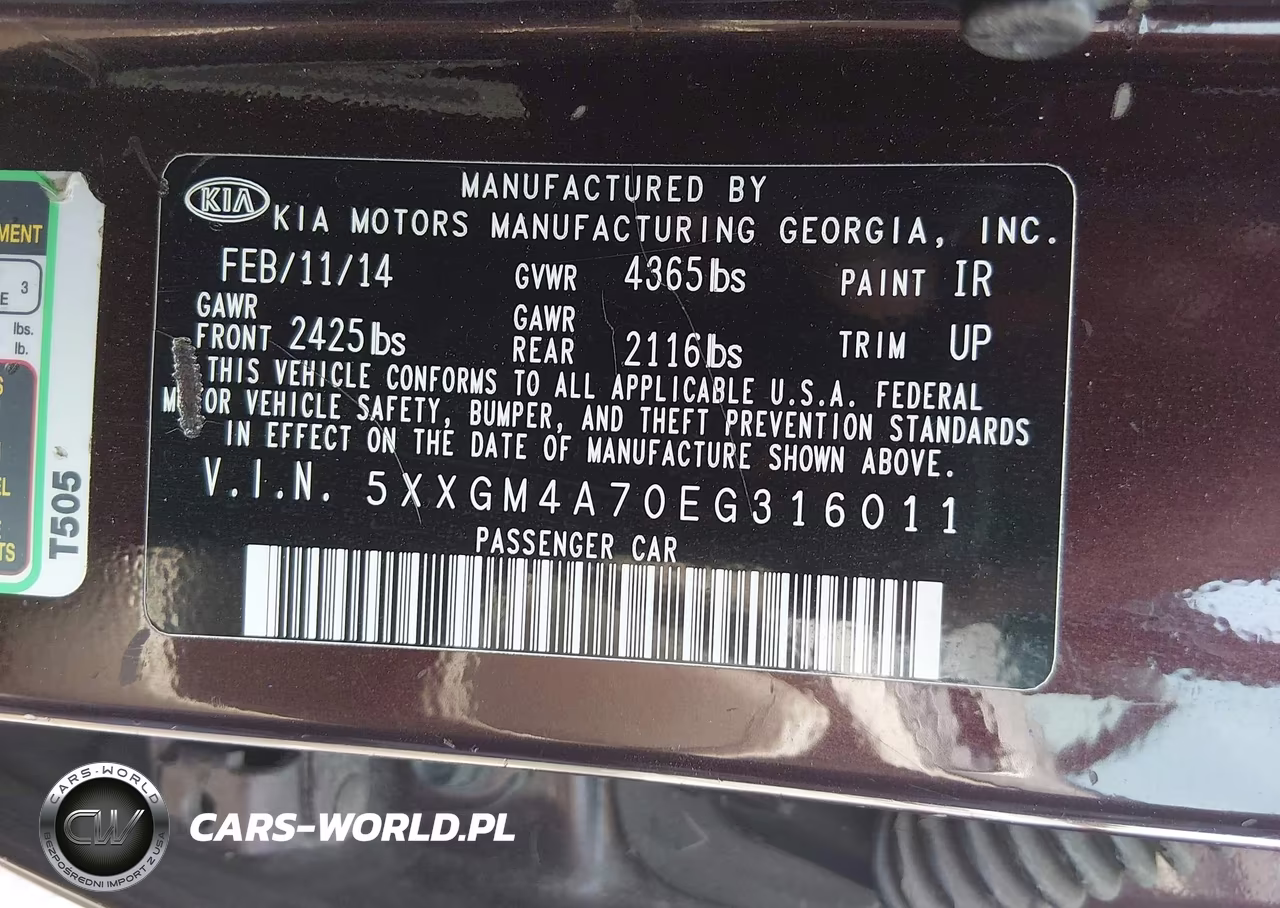 2014 Kia Optima Lx VIN:5XXGM4A70EG316011 - 9