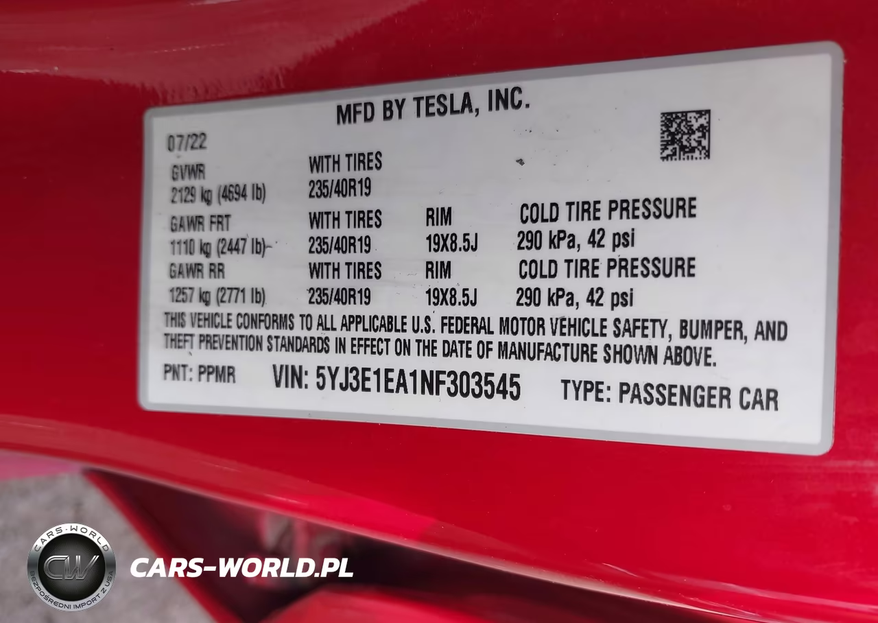 2022 Tesla Model 3 Rear-Wheel Drive VIN:5YJ3E1EA1NF303545 - 9