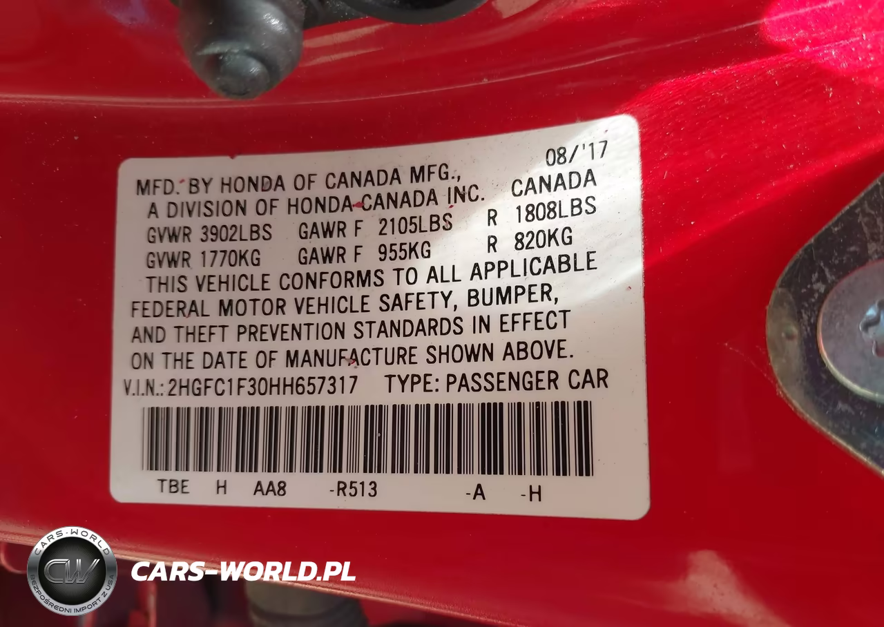 2017 Honda Civic Ex-T VIN:2HGFC1F30HH657317 - 9