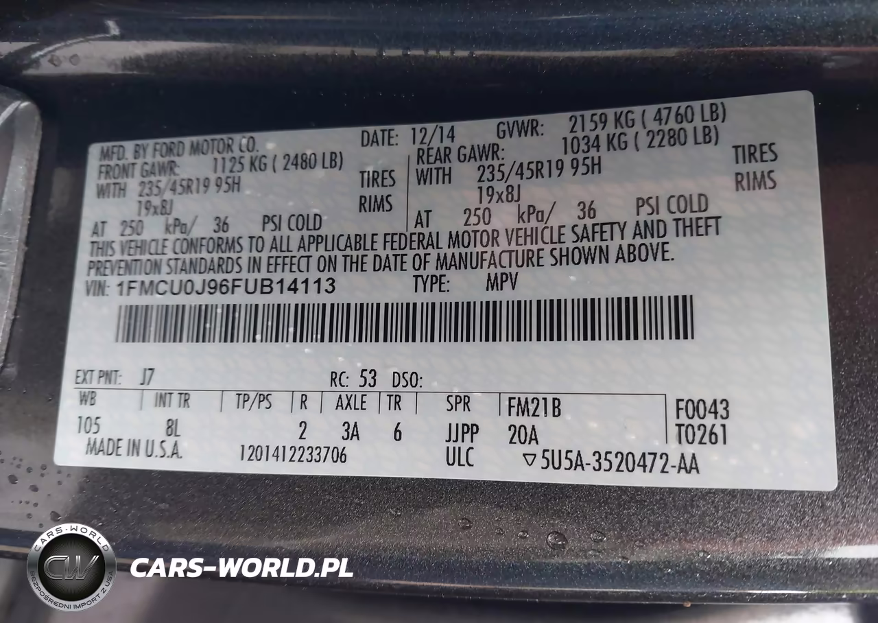 2015 Ford Escape Titanium VIN:1FMCU0J96FUB14113 - 9