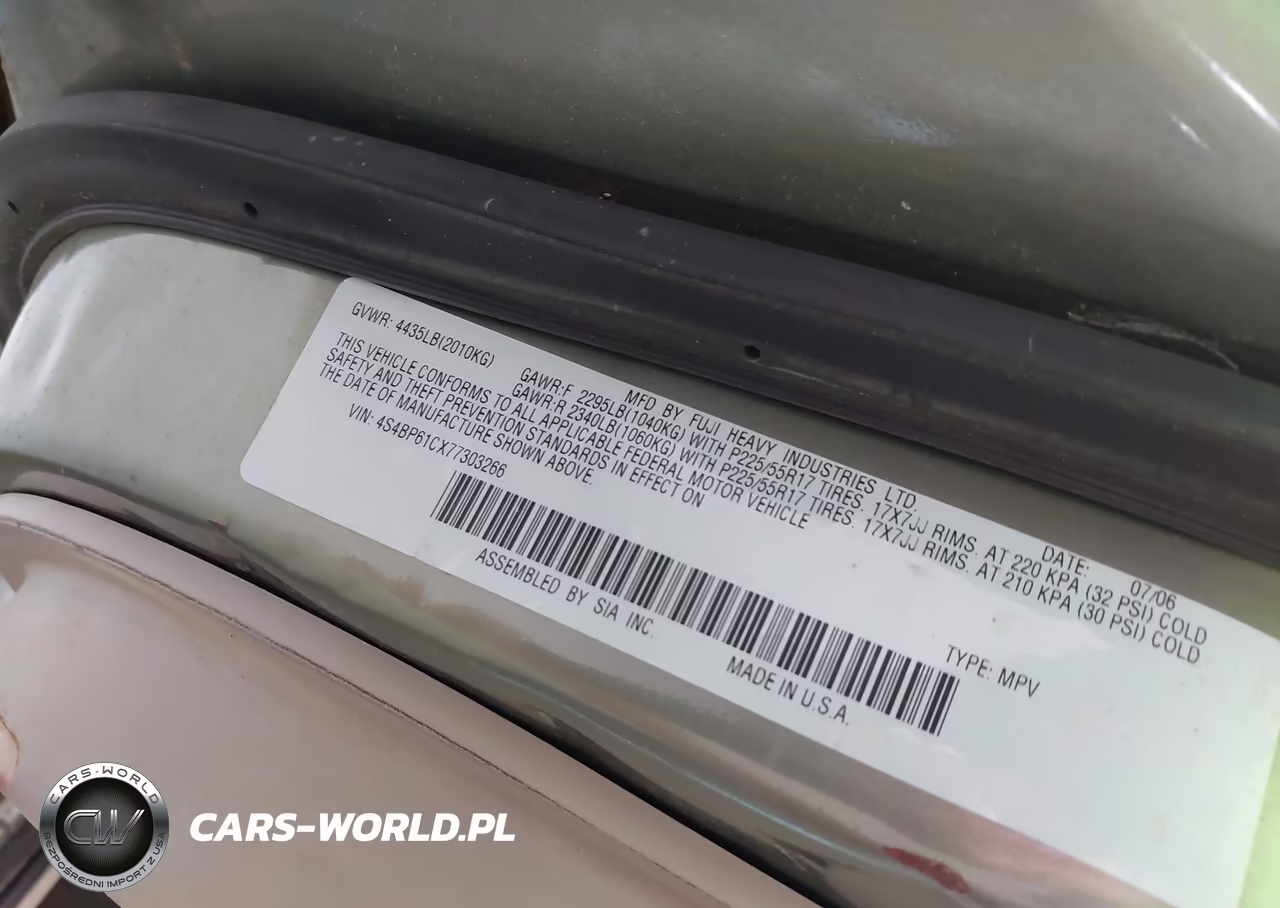 2007 Subaru Outback 2.5I VIN:4S4BP61CX77303266 - 9