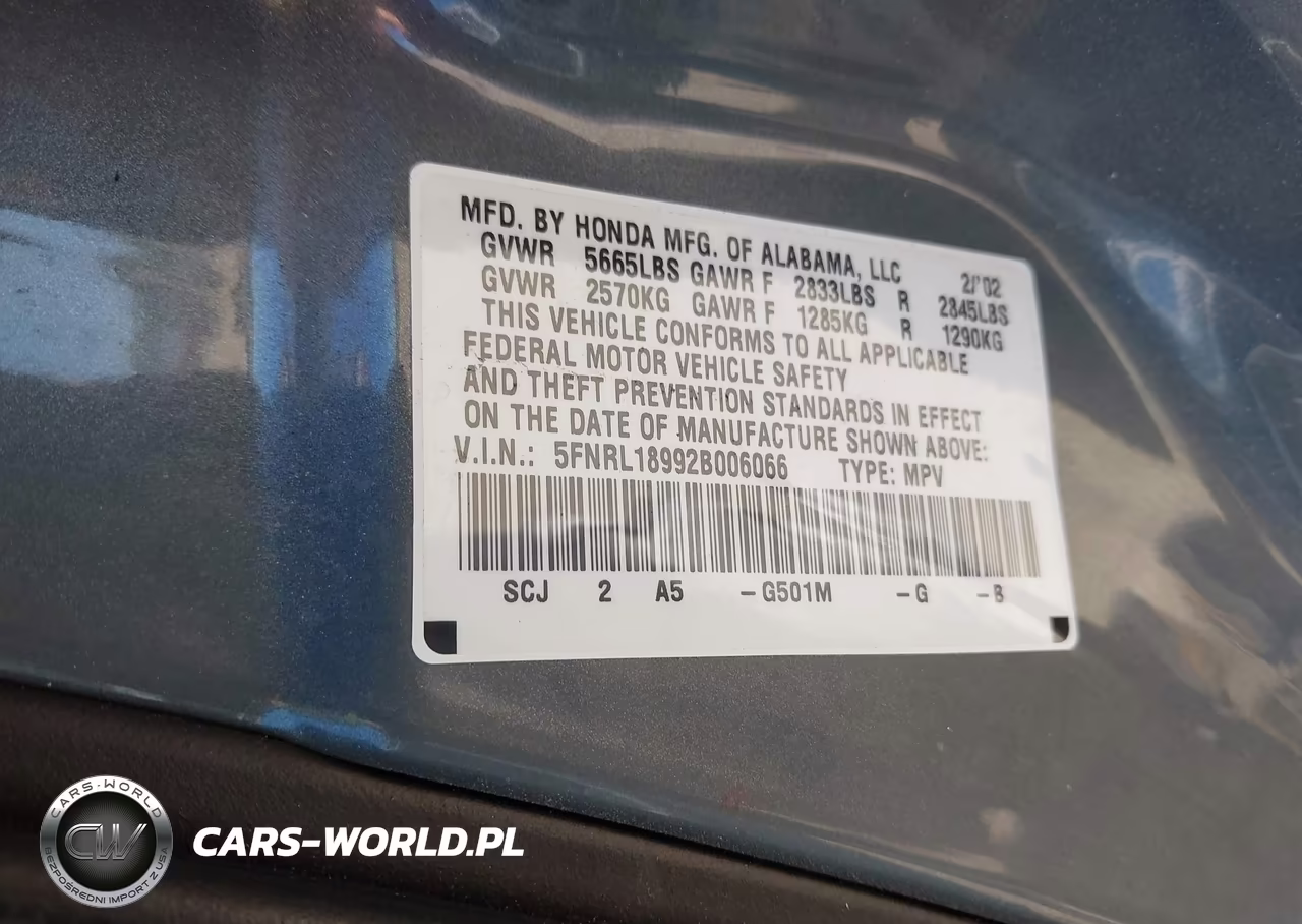 2002 Honda Odyssey Ex-L VIN:5FNRL18992B006066 - 9