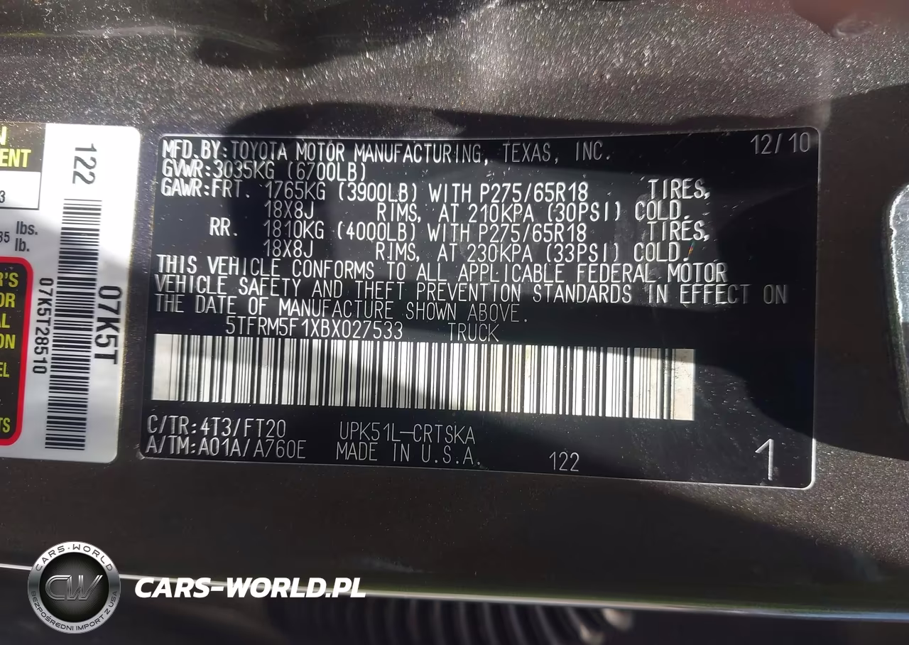 2011 Toyota Tundra Grade 4.6L V8 VIN:5TFRM5F1XBX027533 - 9