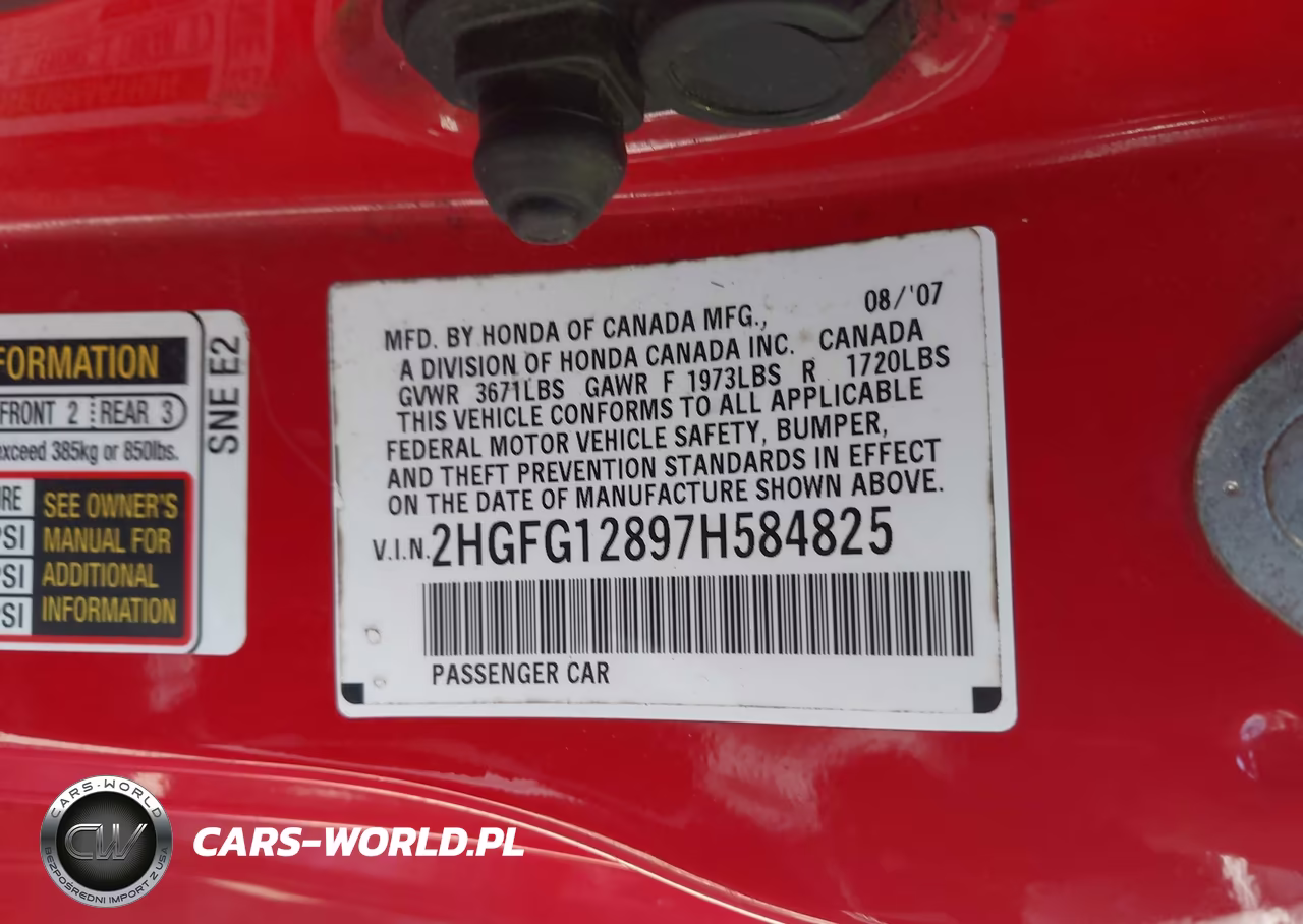 2007 Honda Civic Ex VIN:2HGFG12897H584825 - 9