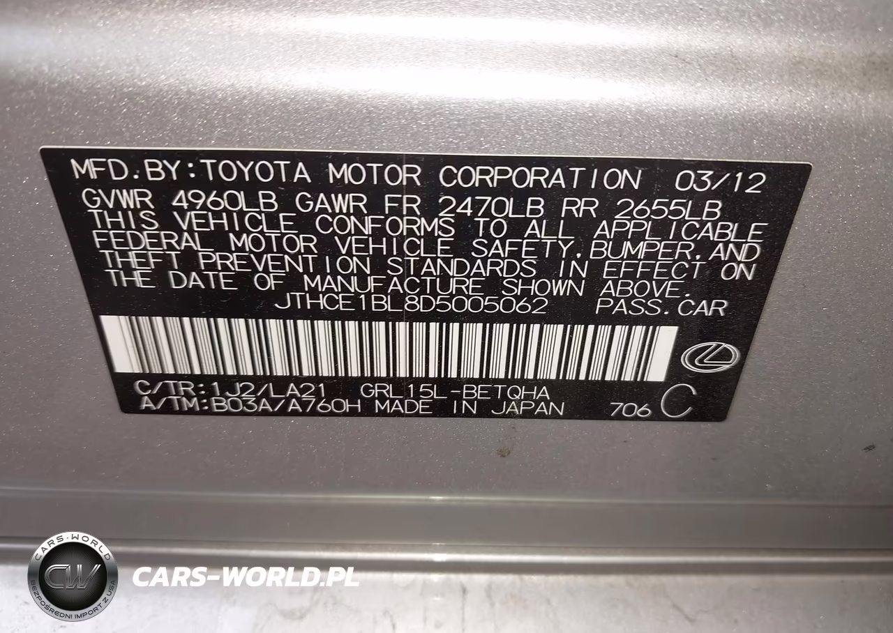 2013 Lexus Gs 350 VIN:JTHCE1BL8D5005062 - 9