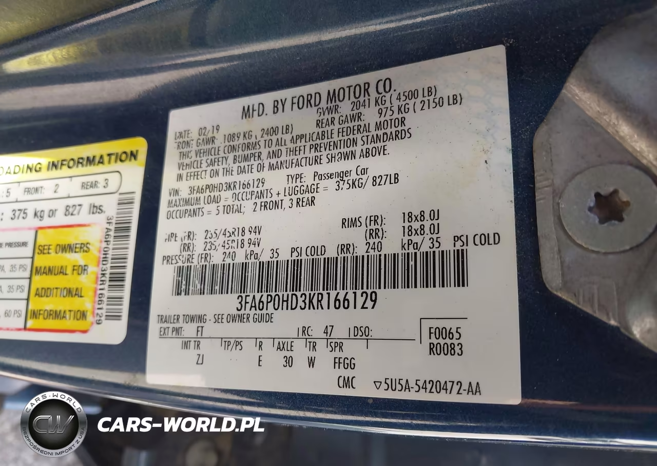 2019 Ford Fusion Se VIN:3FA6P0HD3KR166129 - 9