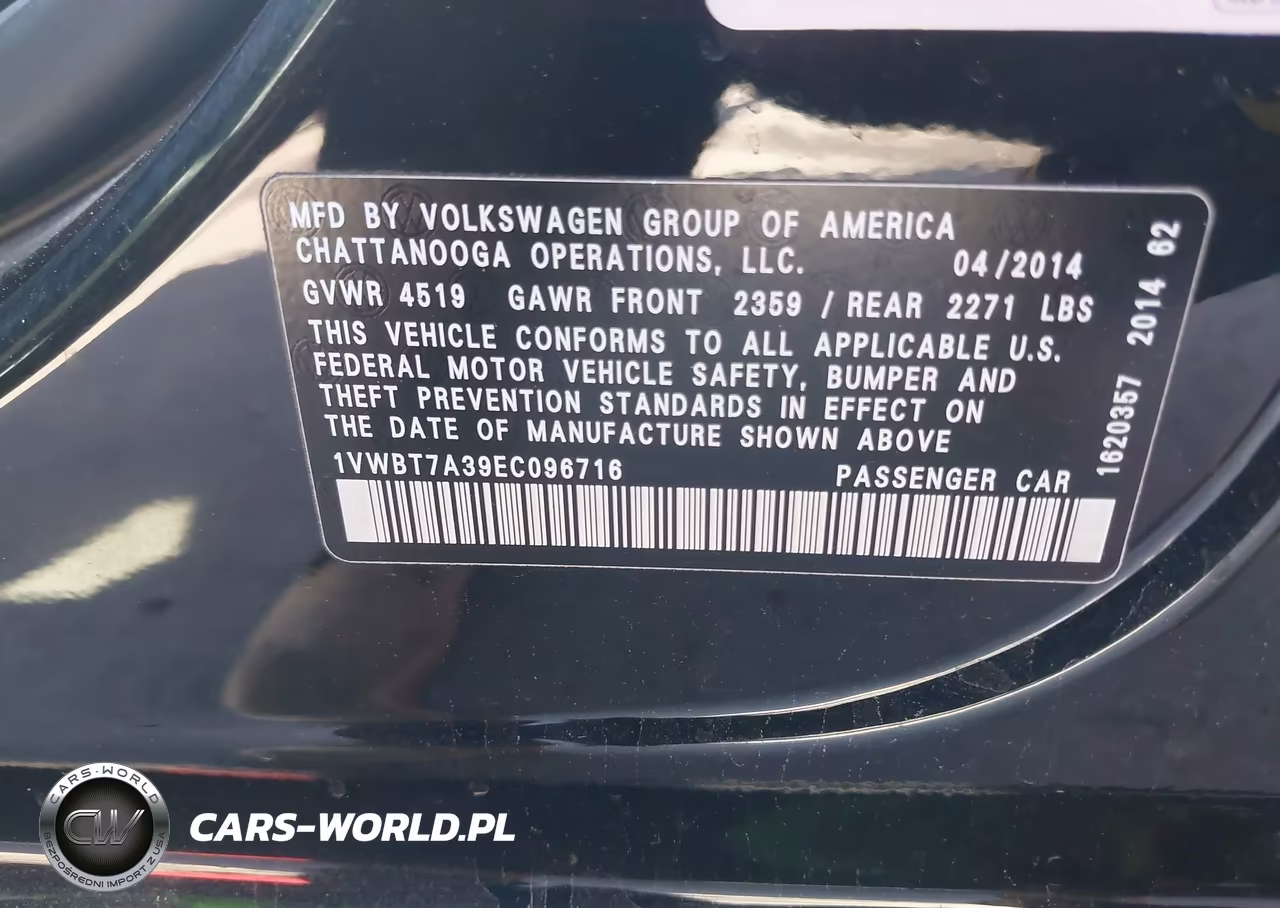 2014 Volkswagen Passat 1.8T Se VIN:1VWBT7A39EC096716 - 9