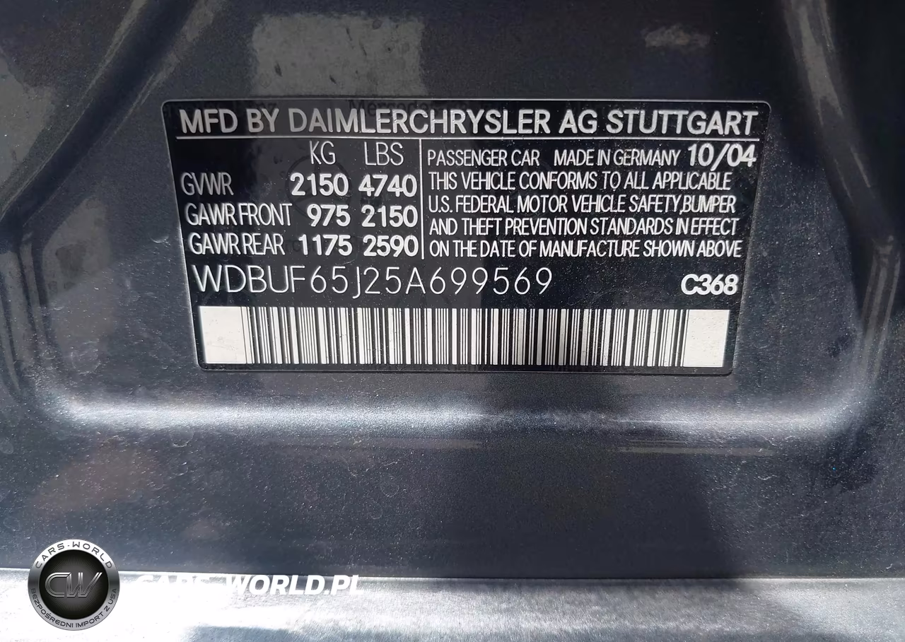 2005 Mercedes-Benz E 320 VIN:WDBUF65J25A699569 - 9