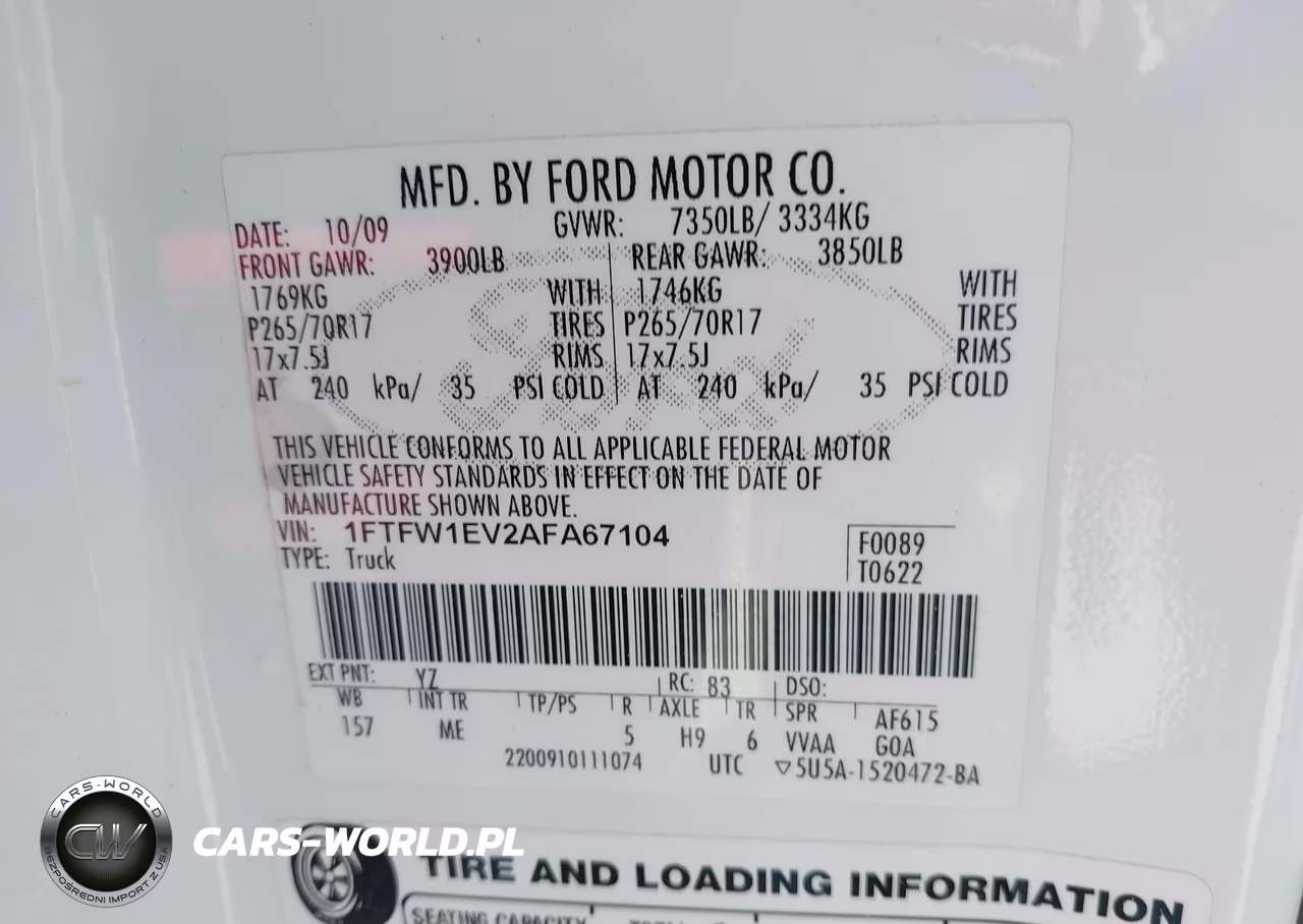 2010 Ford F-150 Fx4-Harley-Davidson-King Ranch-Lariat-Platinum-Xl-Xlt VIN:1FTFW1EV2AFA67104 - 9