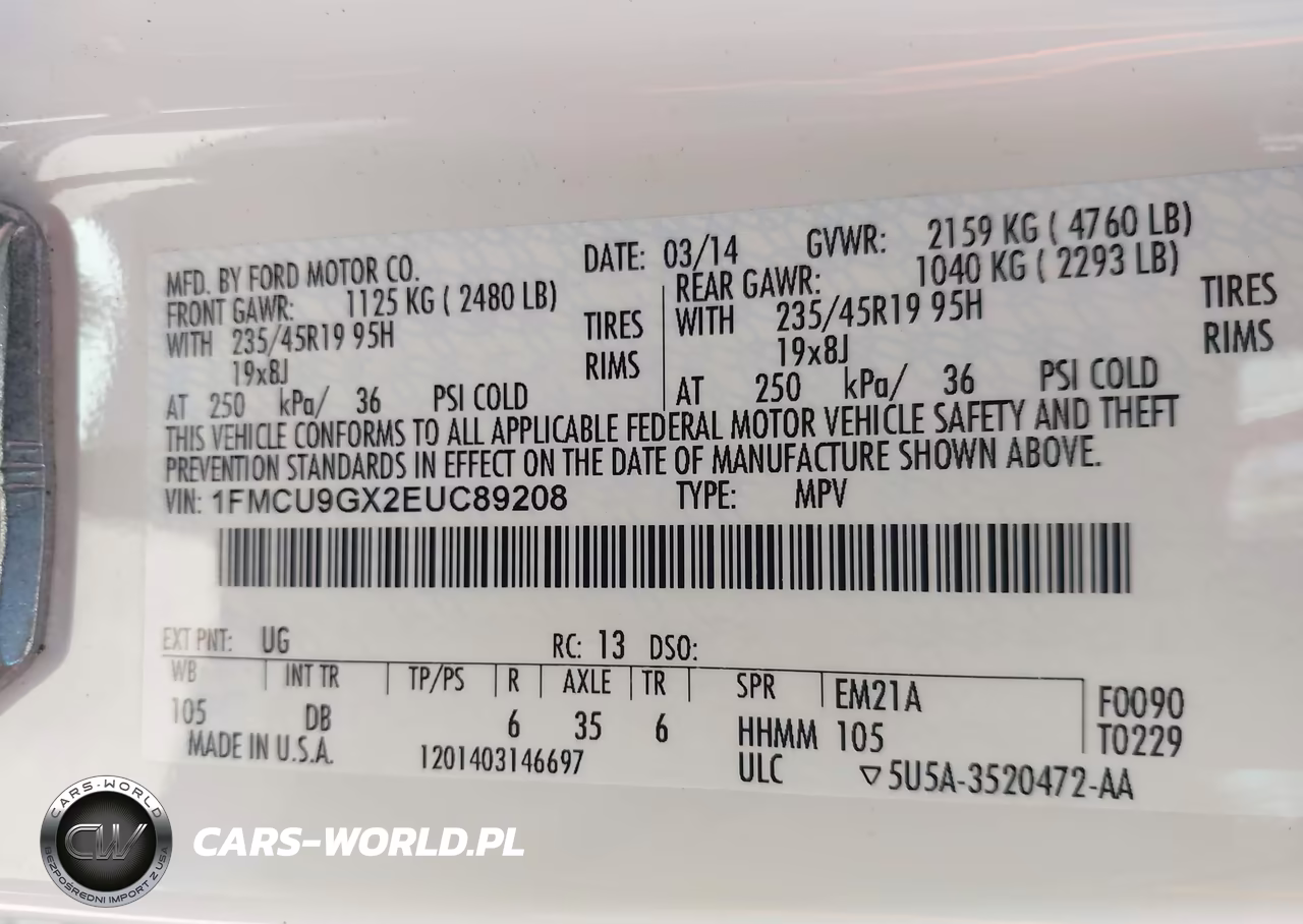 2014 Ford Escape Se VIN:1FMCU9GX2EUC89208 - 9