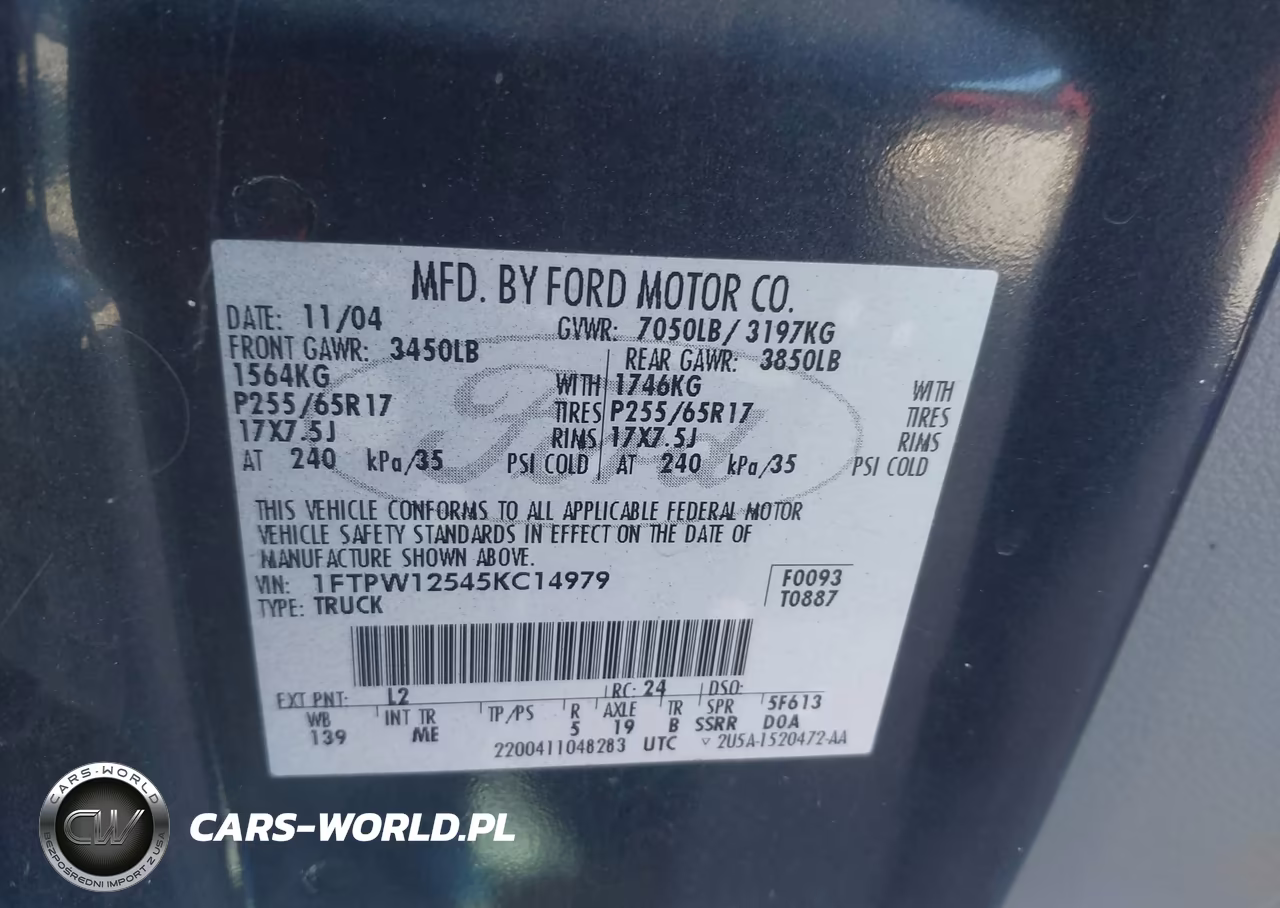 2005 Ford F-150 Lariat-Xlt VIN:1FTPW12545KC14979 - 9