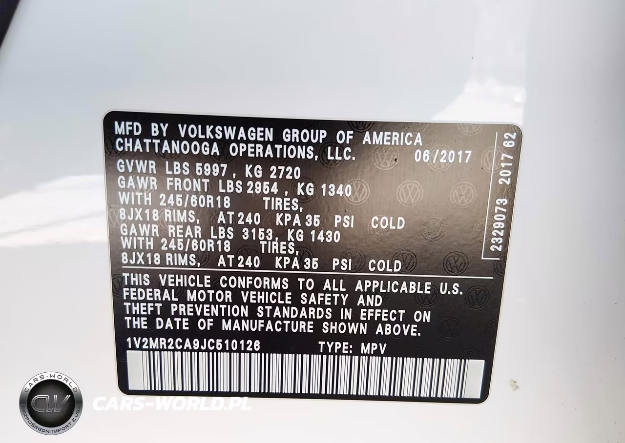 2018 Volkswagen Atlas 3.6L V6 Sel VIN:1V2MR2CA9JC510126 - 9