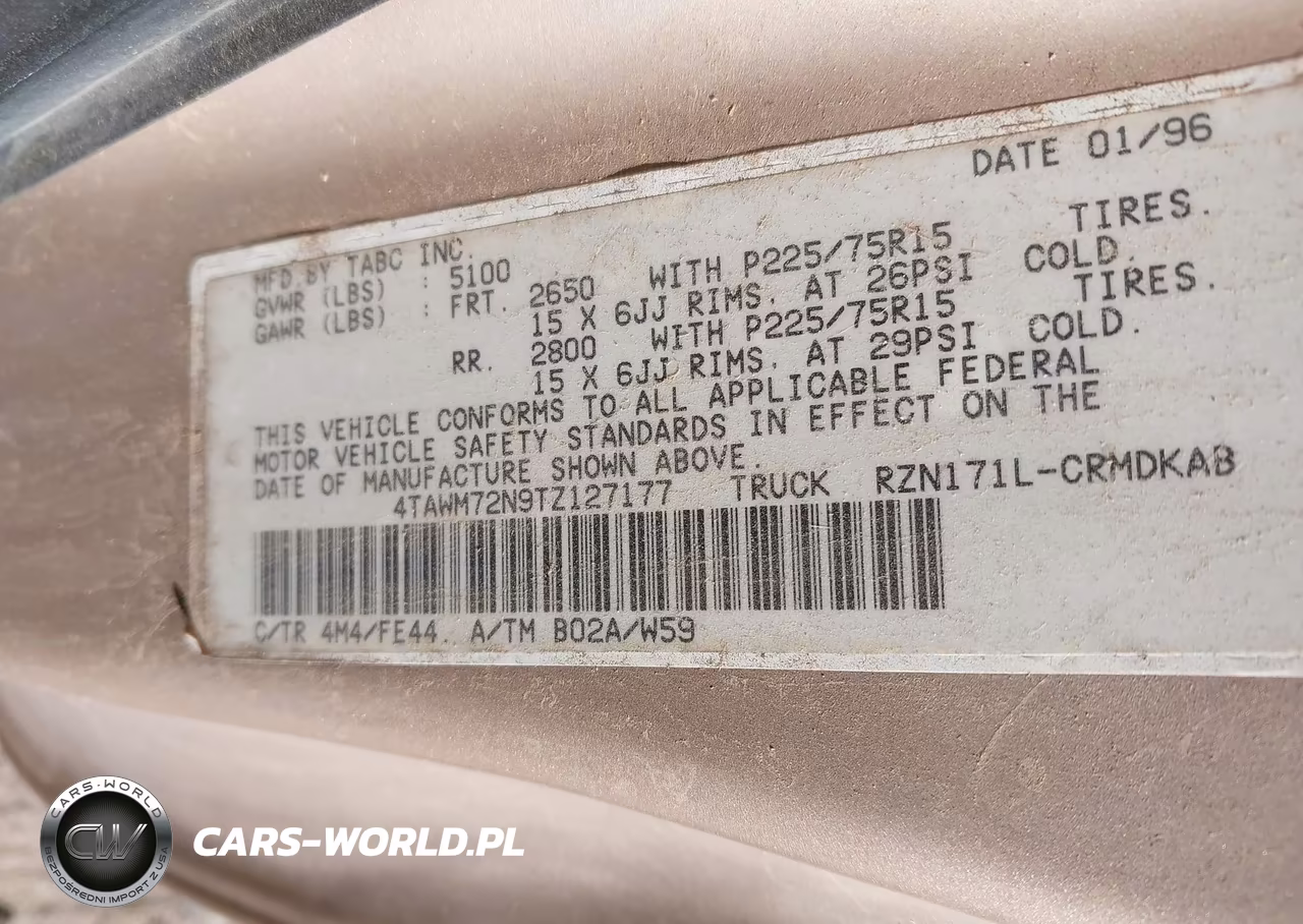 1996 Toyota Tacoma Xtracab VIN:4TAWM72N9TZ127177 - 9