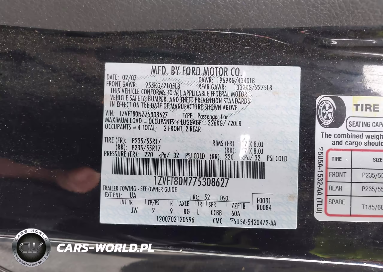 2007 Ford Mustang V6 Deluxe-V6 Premium VIN:1ZVFT80N775308627 - 9