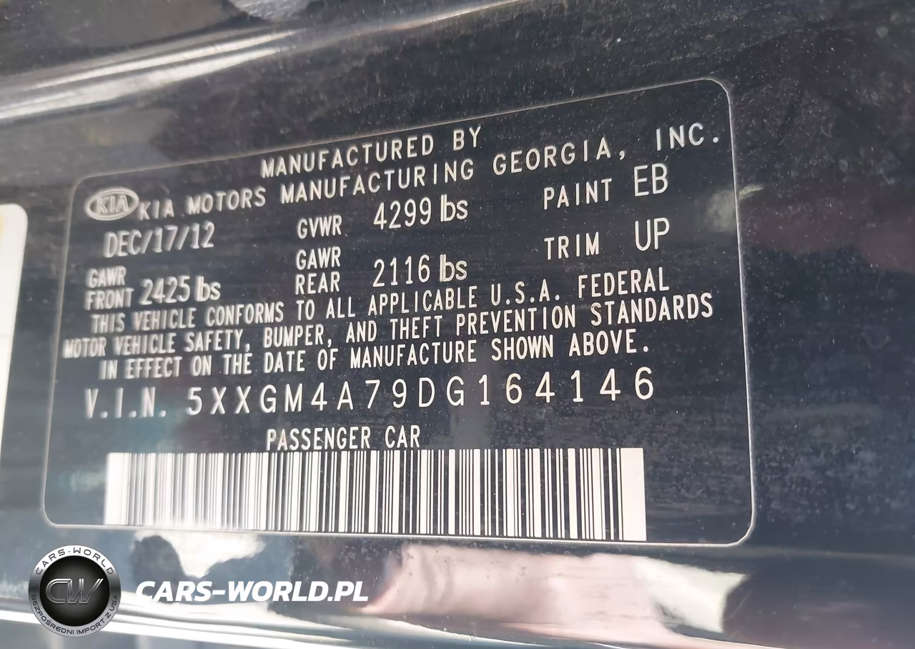2013 Kia Optima Lx VIN:5XXGM4A79DG164146 - 9