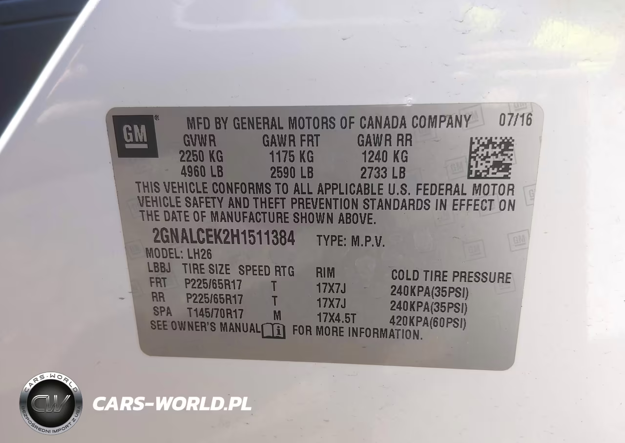 2017 Chevrolet Equinox Lt VIN:2GNALCEK2H1511384 - 9