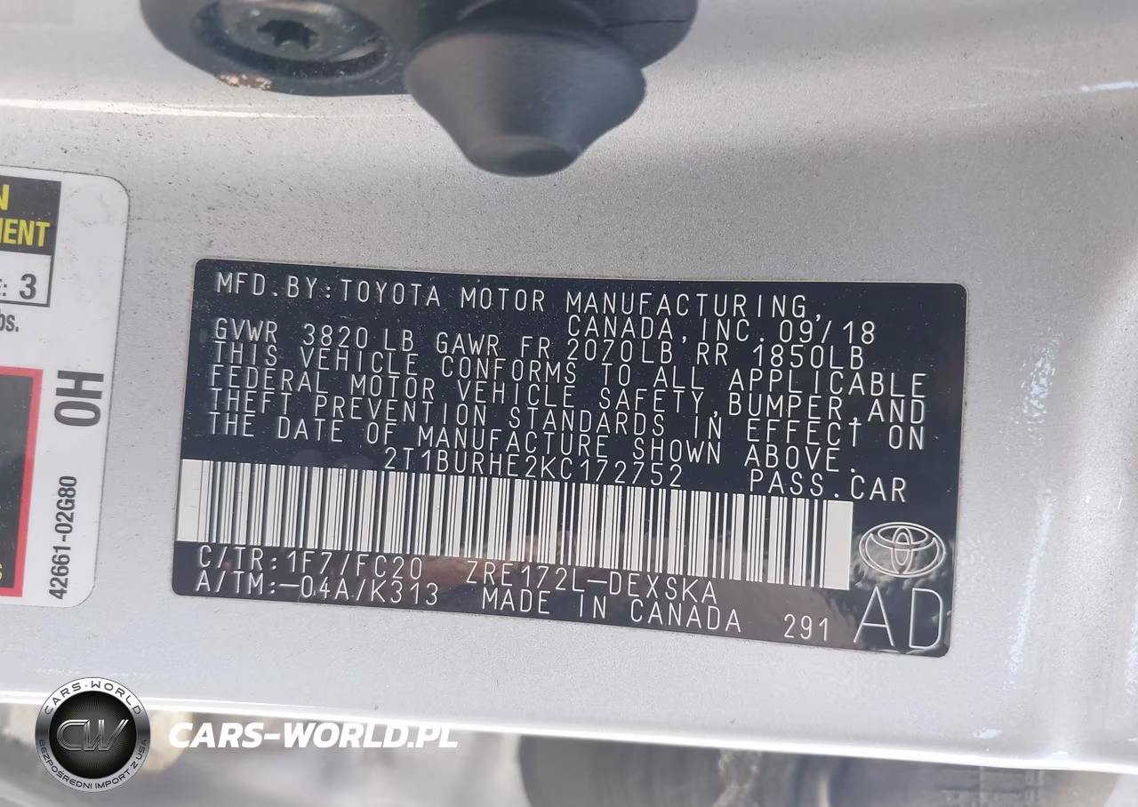 2019 Toyota Corolla Se VIN:2T1BURHE2KC172752 - 9