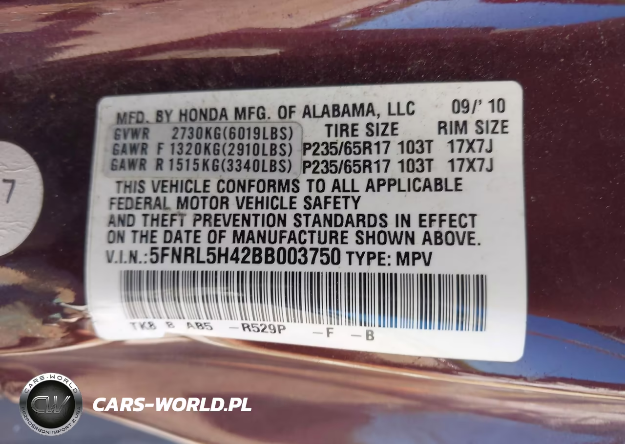 2011 Honda Odyssey Ex VIN:5FNRL5H42BB003750 - 9