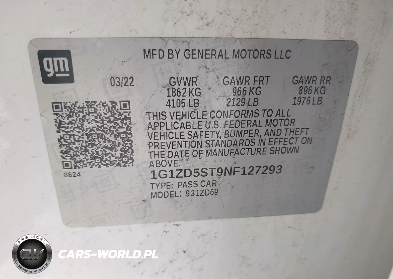 2022 Chevrolet Malibu Fwd Lt VIN:1G1ZD5ST9NF127293 - 9
