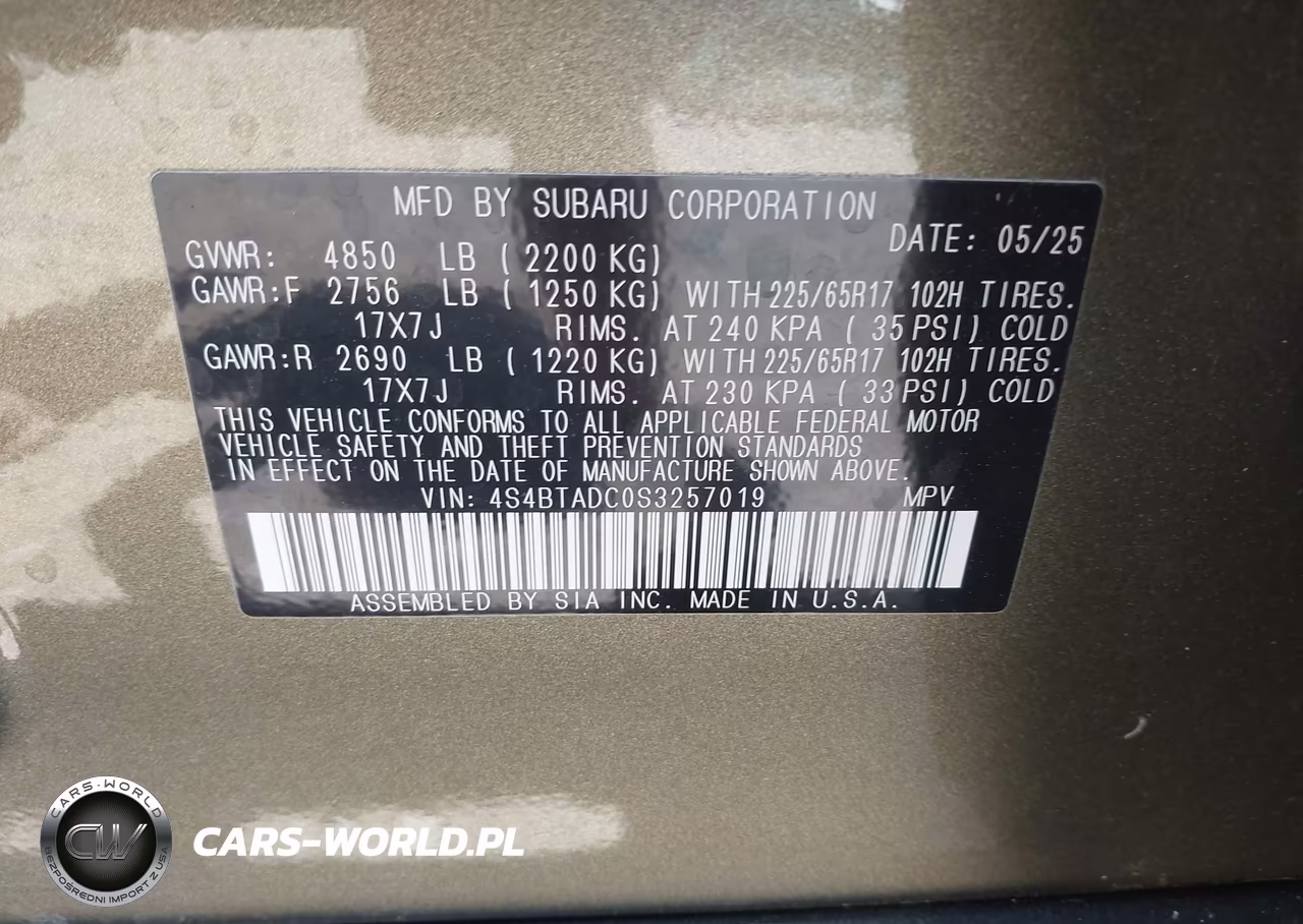 2025 Subaru Outback Premium VIN:4S4BTADC0S3257019 - 9