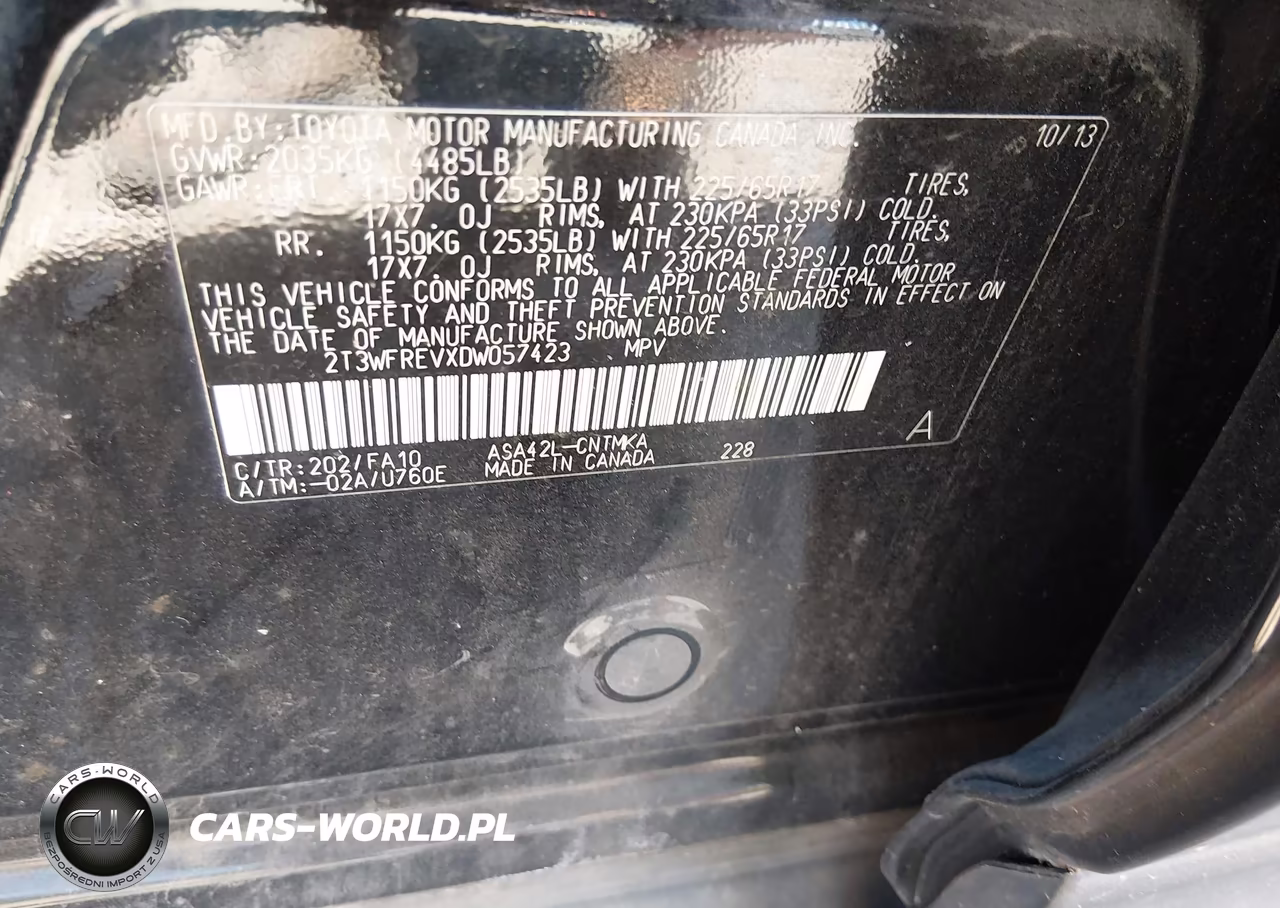 2013 Toyota Rav4 Xle VIN:2T3WFREVXDW057423 - 9