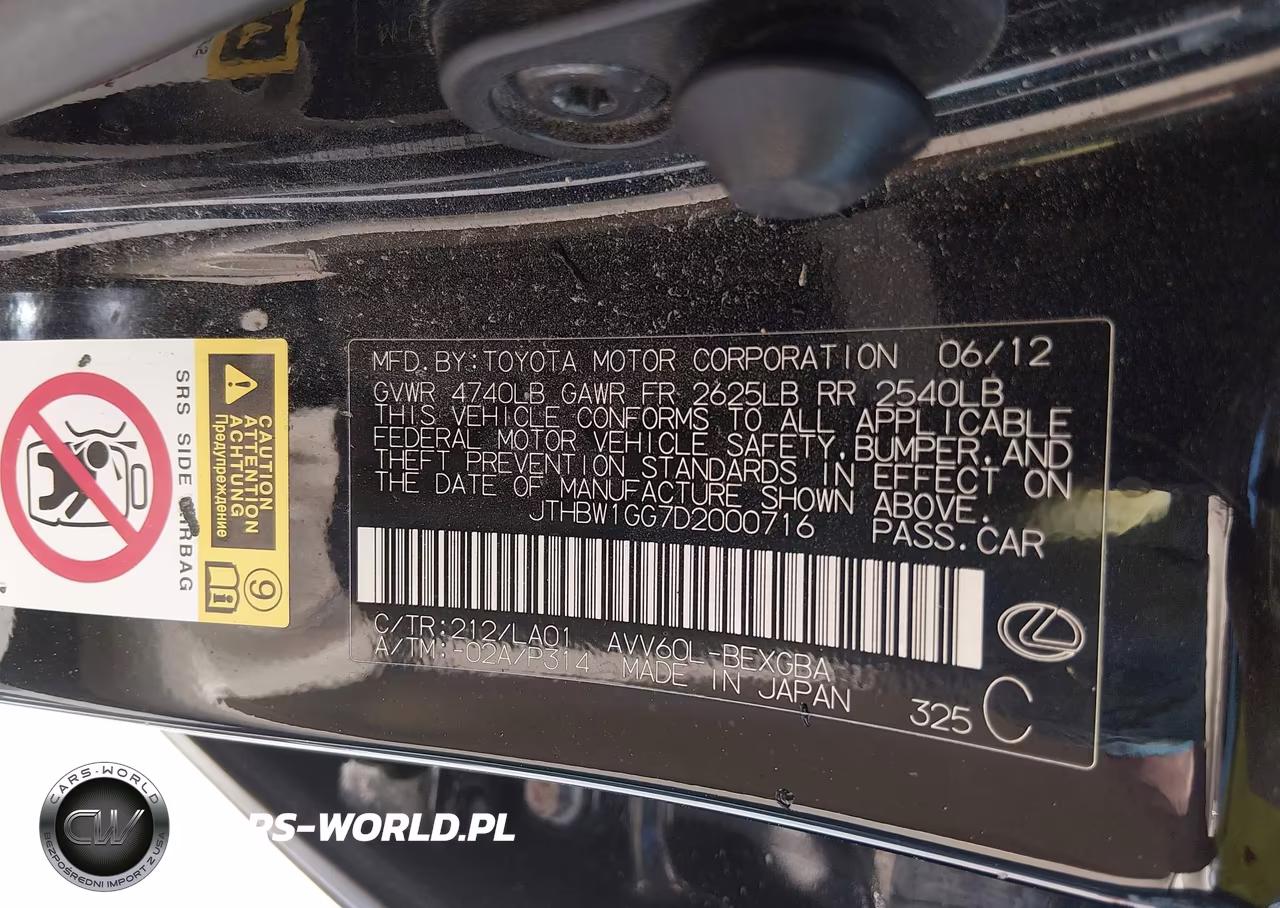 2013 Lexus Es 300H VIN:JTHBW1GG7D2000716 - 9
