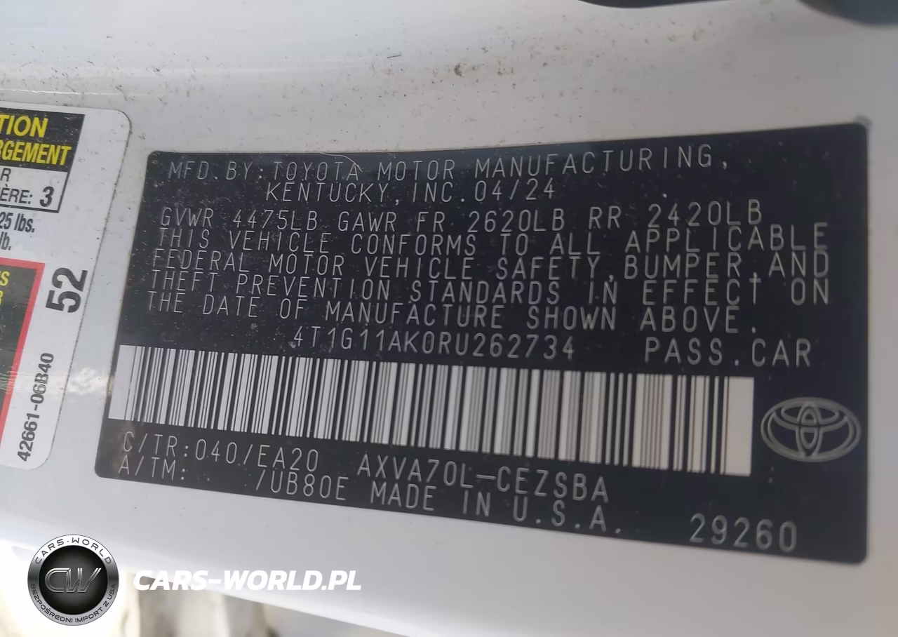 2024 Toyota Camry Se VIN:4T1G11AK0RU262734 - 9
