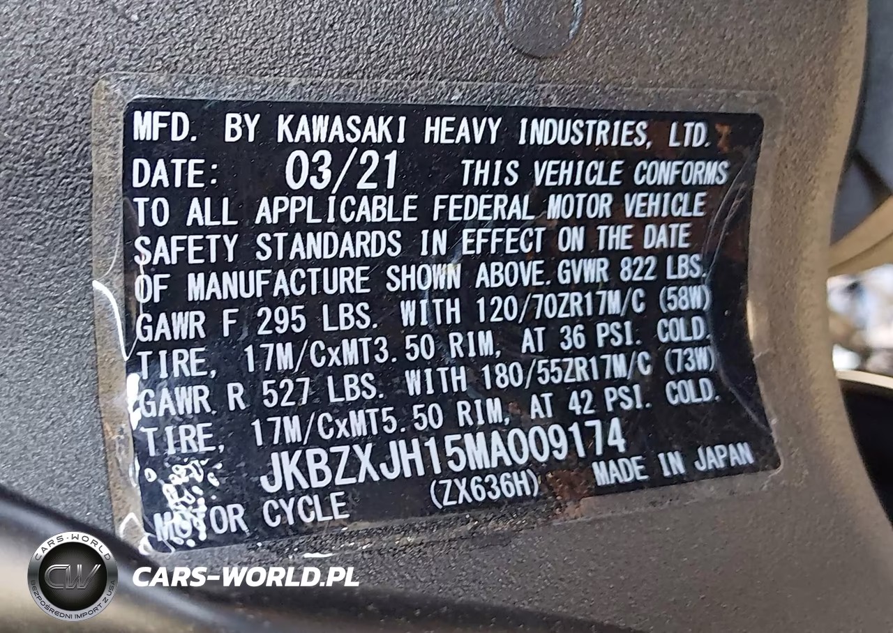 2021 Kawasaki Zx636 K VIN:JKBZXJH15MA009174 - 10