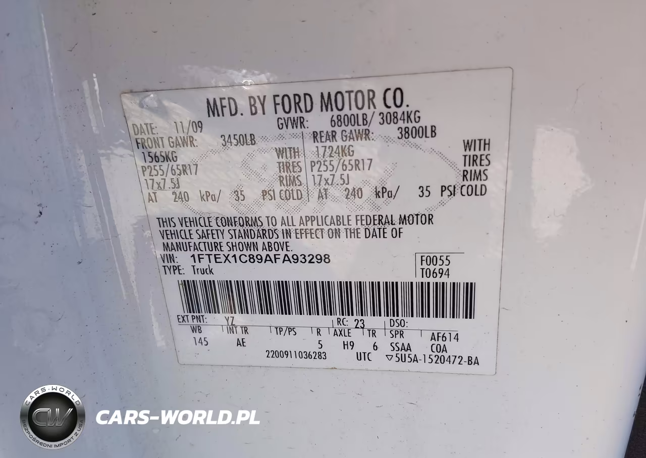 2010 Ford F-150 Fx2 Sport-Stx-Xl-Xlt VIN:1FTEX1C89AFA93298 - 9