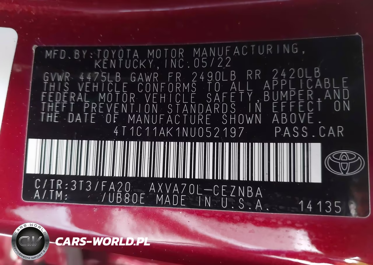 2022 Toyota Camry Le VIN:4T1C11AK1NU052197 - 9