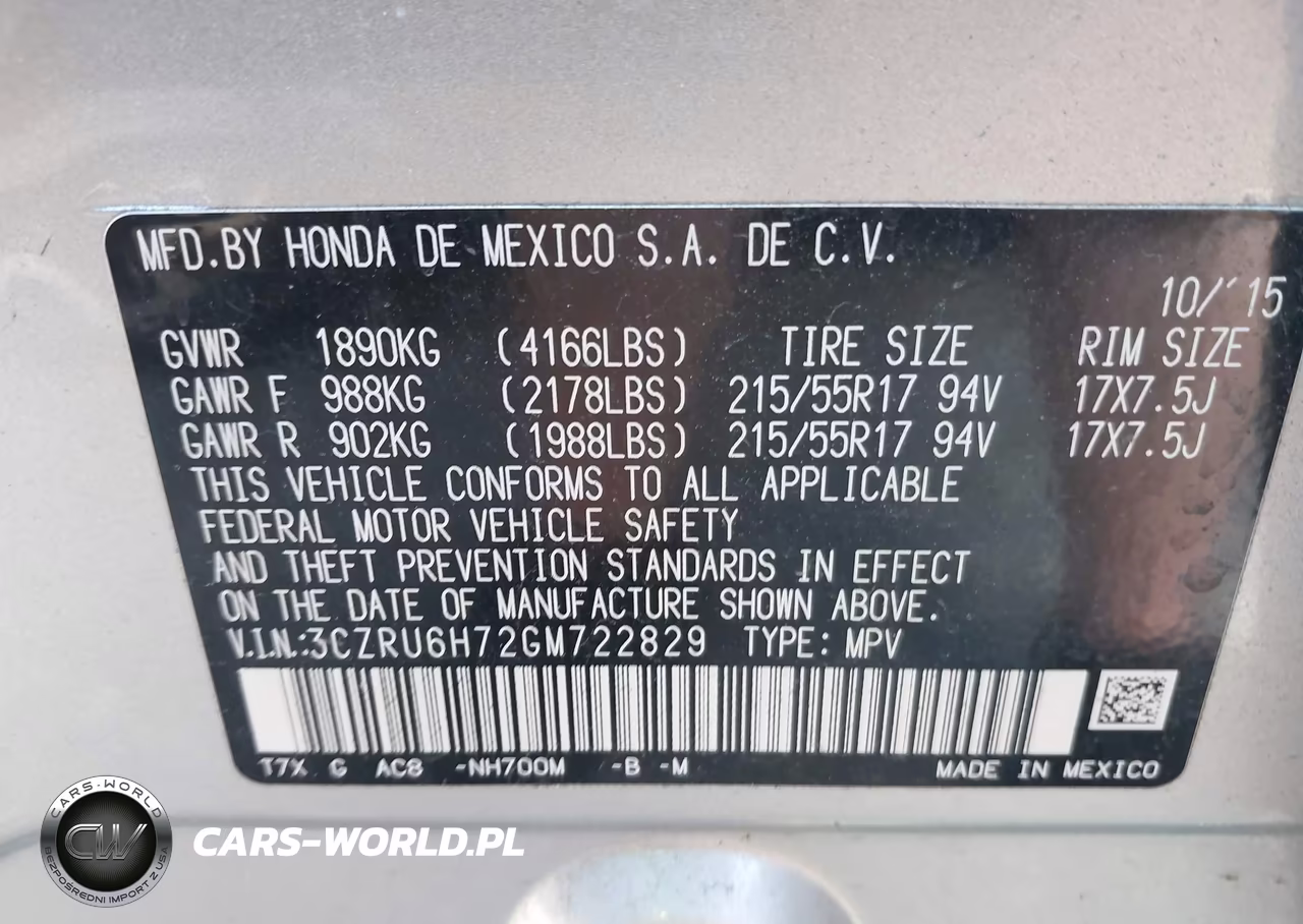 2016 Honda Hr-V Ex-L VIN:3CZRU6H72GM722829 - 9