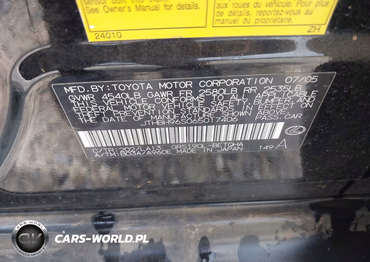 2006 Lexus Gs 300 VIN:JTHBH96S065017406 - 9