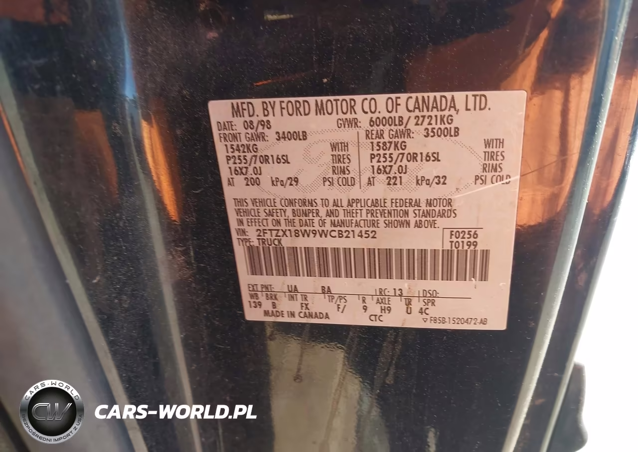1998 Ford F-150 Lariat-Standard-Xl-Xlt VIN:2FTZX18W9WCB21452 - 9