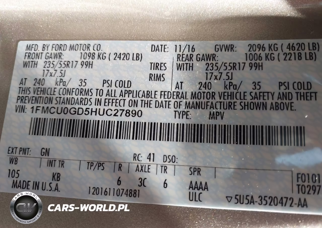 2017 Ford Escape Se VIN:1FMCU0GD5HUC27890 - 9