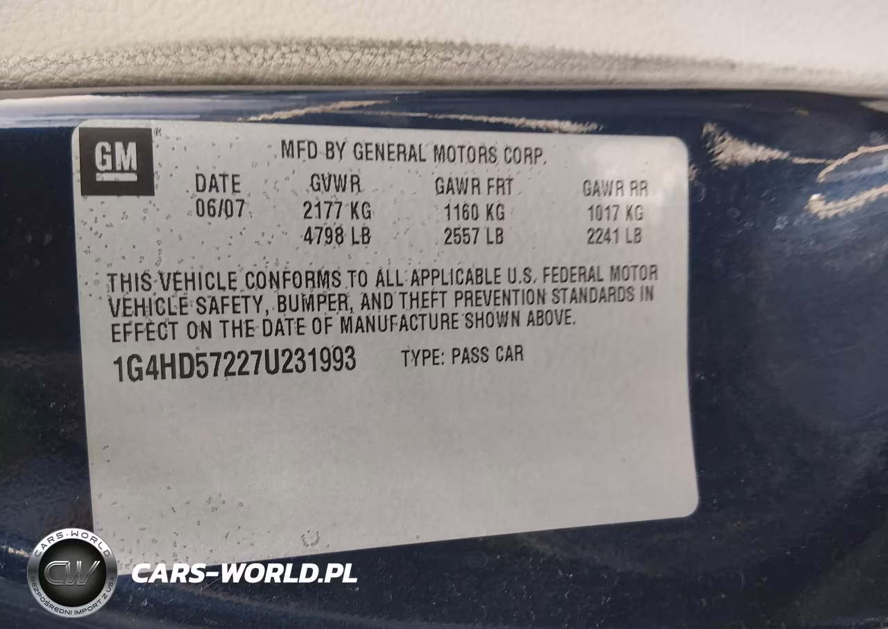 2007 Buick Lucerne Cxl VIN:1G4HD57227U231993 - 9