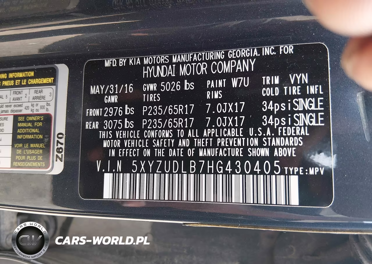 2017 Hyundai Santa Fe Sport 2.4L VIN:5XYZUDLB7HG430405 - 9