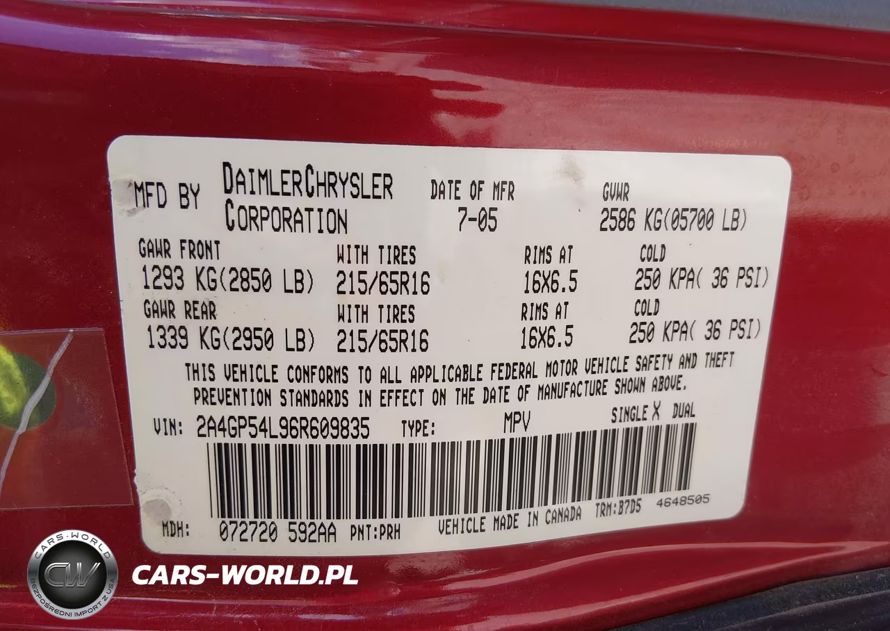 2006 Chrysler Town & Country Touring VIN:2A4GP54L96R609835 - 9